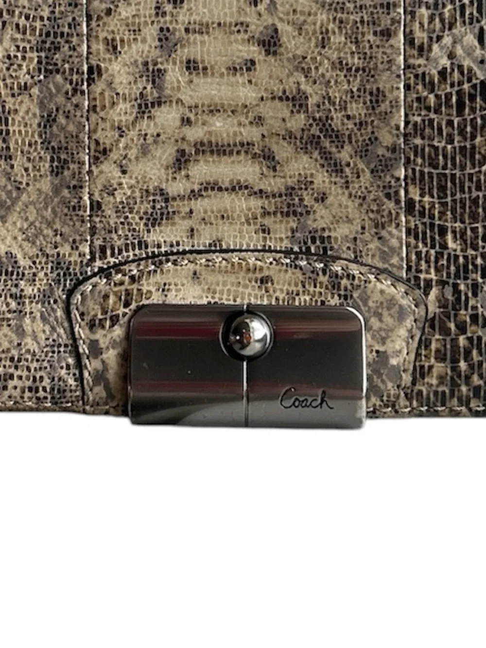 Coach Python Embossed Leather Flap Continental Wallet in GUC